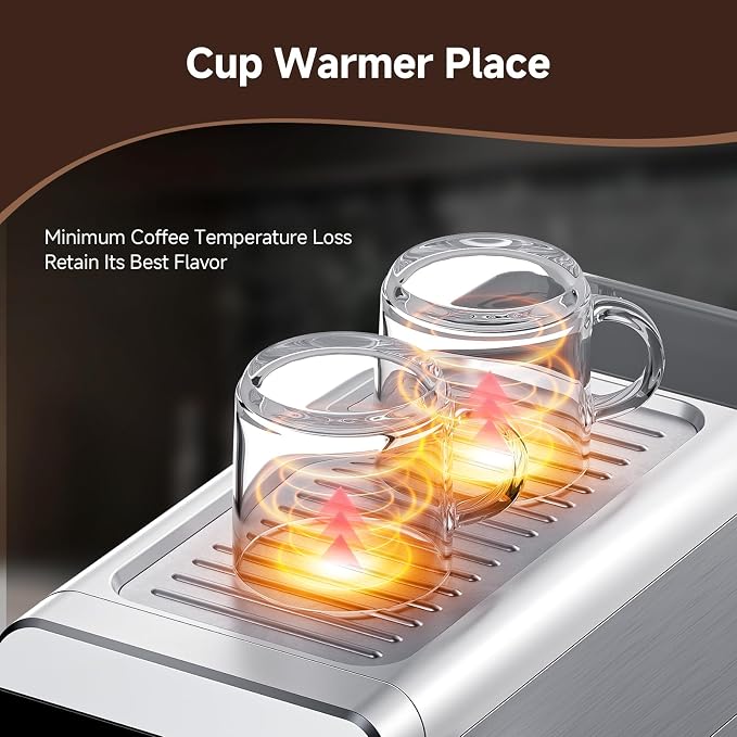 AMZCHEF Espresso Machine 20 Bar, Compact Coffee Maker with LED Touch Screen & Steam Milk Frother, Espresso Maker with 41oz Removable Water Tank for Home & Office, Coffee Machine for Cappuccino, Latte