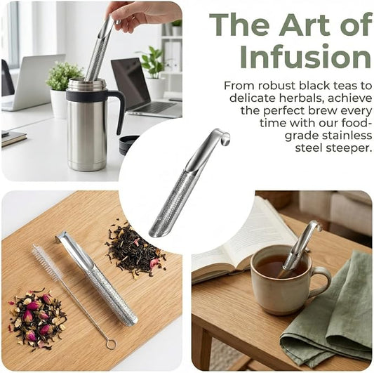 2 Sets Upgraded Version Tea Strainer, Tea Diffusers For Loose Tea,It Is Also Equipped With A Base And A Brush For Easy Placement,Tea Infuser For Loose Leaf Tea Applicable To Office, Home, Travel