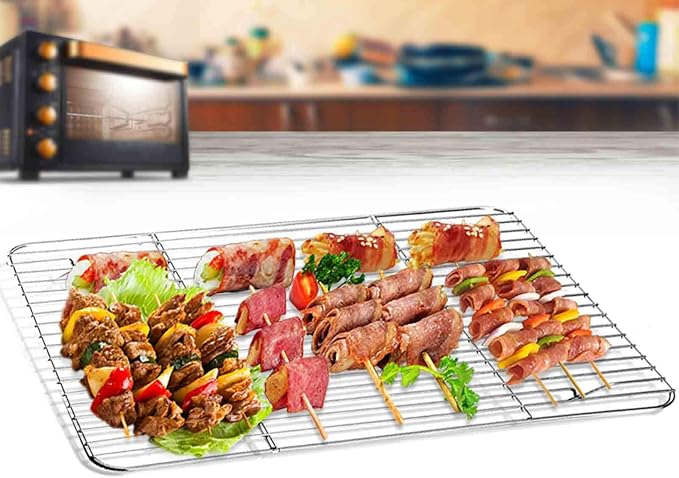 TeamFar Baking Sheet with Rack Set of 8, Cookie Sheet Baking Pans Stainless Steel Bakeware with Cooling Rack Set, Non Toxic & Healthy, Mirror Finish & Rust Free, Easy Clean & Dishwasher Safe