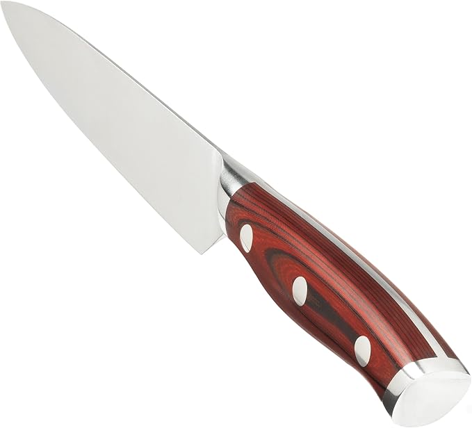 Ergo Chef Crimson Series 6 Piece Set 8-In Chef knife, 8-In Off-Set Bread Knife, 3.5-In Paring Knife, 3 Knife Covers/Edge Guards - Forged German Stainless Steel - Durable G10 Handless
