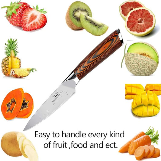Paring Knife 4 inch - Paring Knives Best Small Kitchen Knife Fruit Knife,German High Carbon Stainless Steel Ultra Sharp Peeling with Ergonomic Handle