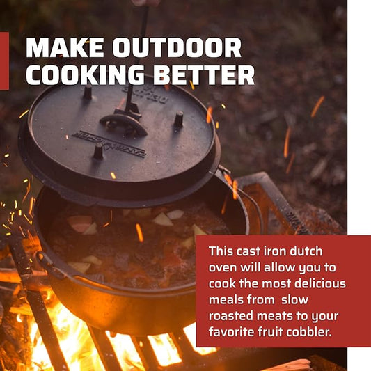 Camp Chef 14-inch Cast Iron Dutch Oven, Lid, and Lid Lifter ,Black/Cast Iron