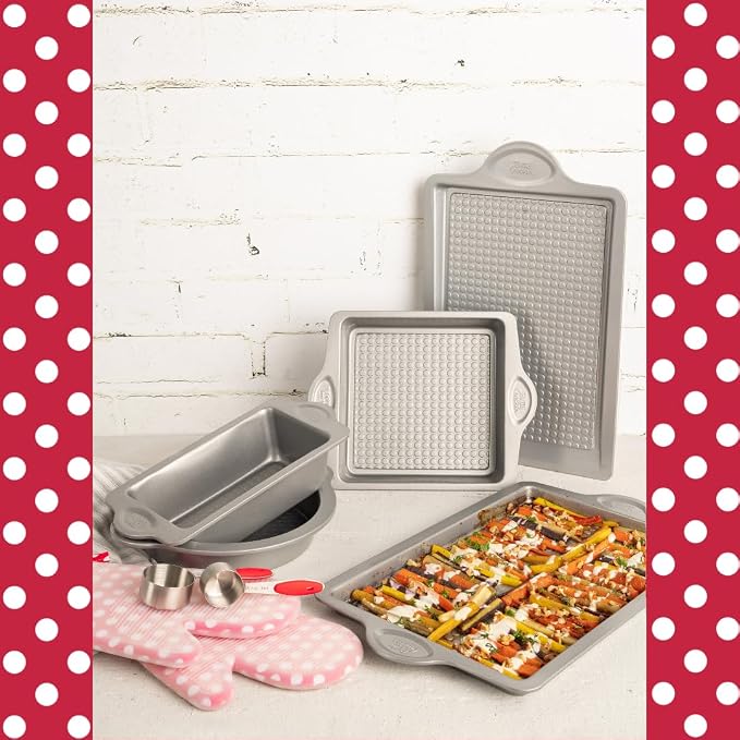 Betty Crocker Bakeware Bundle: Cooling & Icing Rack, Rectangular Pan, 12-Cup Muffin Pan, 9" Round -Loaf-Pan, Baking Sheet - All Durable Steel and Perfect for Baking right away.