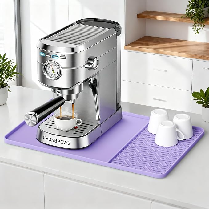 Silicone Coffee Mat with Raised Edges 19" x 12" – Waterproof Countertop Mat, Coffee Maker Pad, Espresso Machine Mat, Heat Resistant Dish Drying Mat