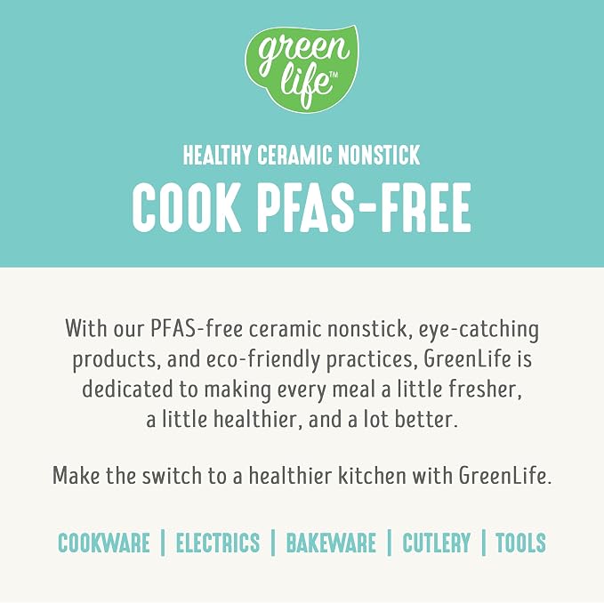 GreenLife 3.5QT Slow Cooker, PFAS-Free Non-Toxic Ceramic Nonstick Removable Interior Bowl, Programmable, Keep Warm, Stovetop & Oven Safe, Dishwasher Safe Crock, Glass Lid, Turquoise