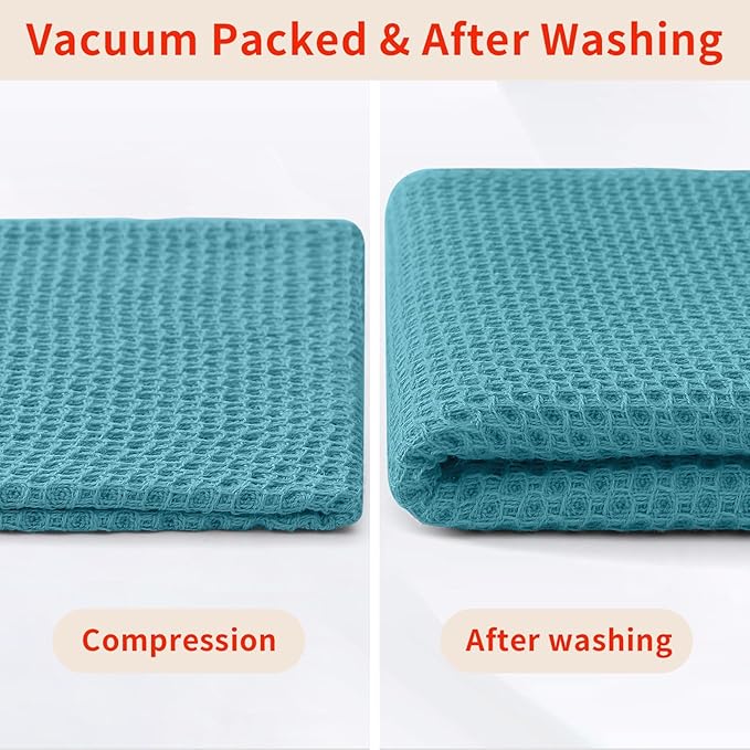 Homaxy 100% Cotton Waffle Weave Kitchen Dish Cloths, Ultra Soft Absorbent Quick Drying Dish Towels, 12 x 12 Inches, 18-Pack, Lake Blue