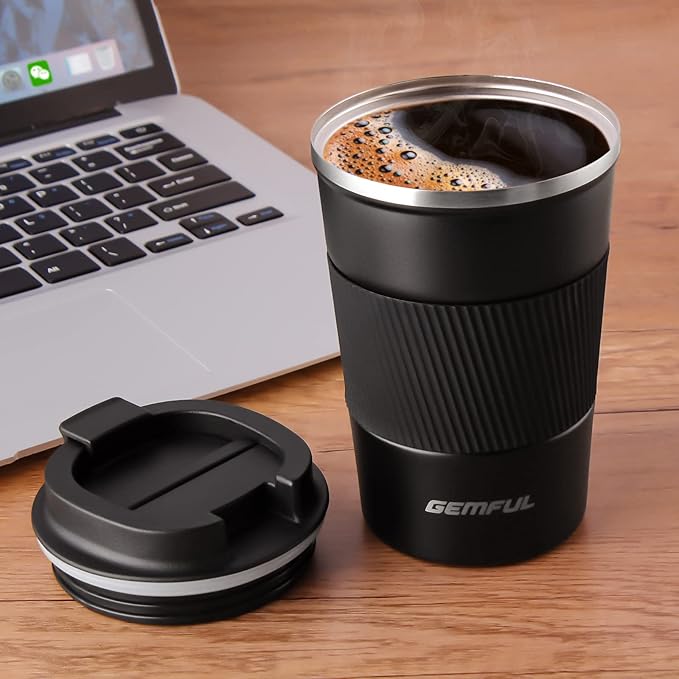 GEMFUL To Go Travel Coffee Mug with Lid 13 oz Insulated Cups Spill Proof Tumbler Leak Proof Vacuum Stainless Steel Reusable for Hot Cold Drinks Women Men (6 Pack)