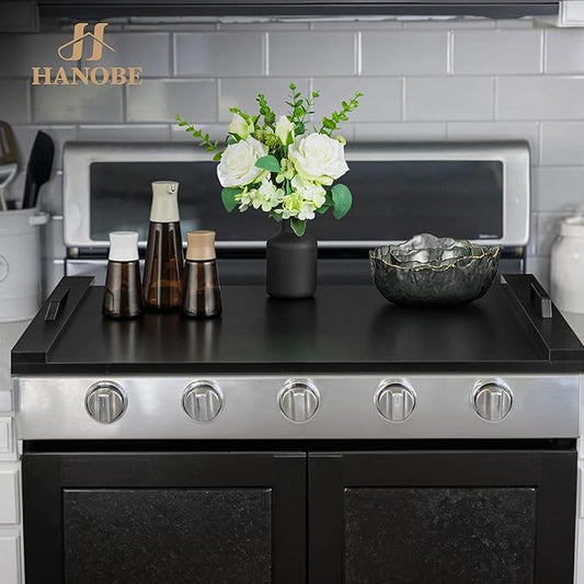 Hanobe Stove Noodle Board Cover: Black Gas Electric Cover Top Stovetop Wood for Home Kitchen Oven Large