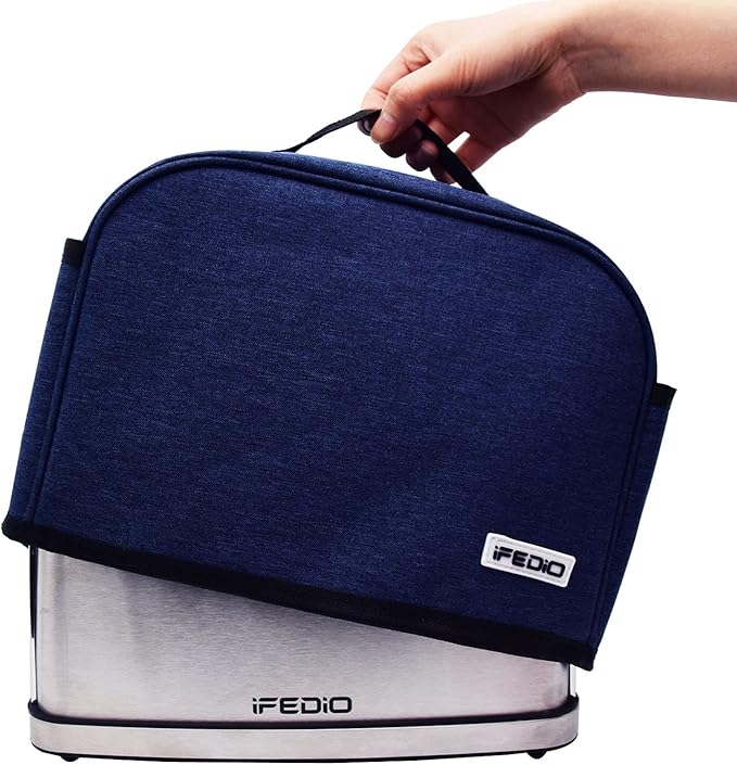 2 Slice Toaster Cover,Small Appliance Toaster Cover with Pockets for Kitchen,Washable and Dust Protection,Blue
