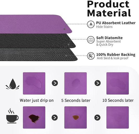 HotLive Coffee Mat - Absorbent Hide Stain Rubber Backed Dish Drying Mat for Kitchen Counter - Bar Mats for Countertops Accessories Fit Under Coffee Maker Espresso Machine