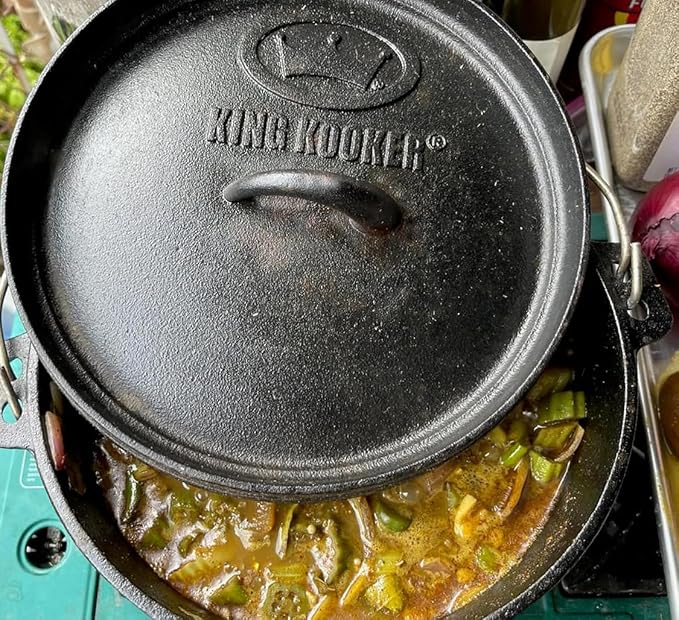 King Kooker 20 Quart Pre-Seasoned Cast Iron Dutch Oven with Lid and Wire Bail Handle- Great for Gumbo, Jambalaya, Chili, Soup and Stew