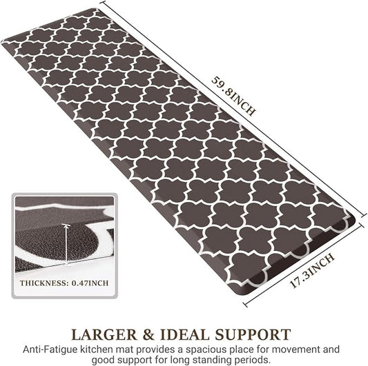 WISELIFE Kitchen Mat Cushioned Anti-Fatigue Kitchen Rug,17.3"x 60",Non Slip Waterproof Kitchen Mats and Rugs Heavy Duty PVC Ergonomic Comfort Mat for Kitchen, Floor Home, Office, Sink, Laundry