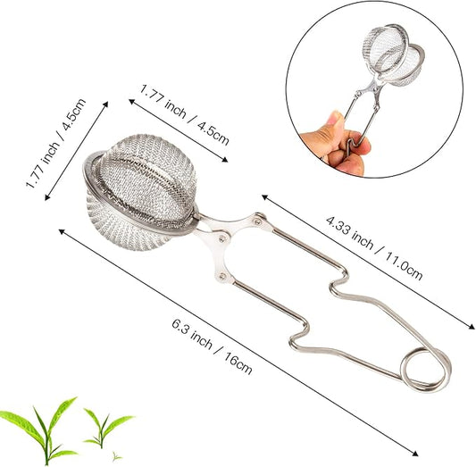 Snap Ball Tea Strainer, Exptolii 2 Pack Stainless Steel Tea Infuser Filter with Handle for Loose Leaf Tea, Spices, Seasonings