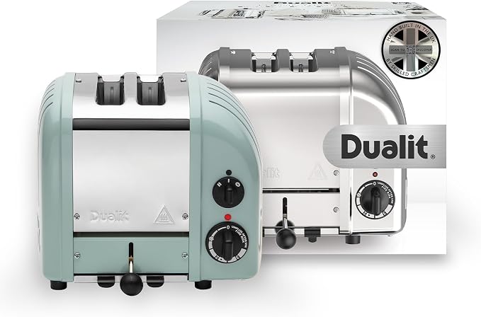 Dualit Classic 2 Slice NewGen Toaster - Stainless Steel - Hand Built in the UK - Replaceable ProHeat elements - Defrost Bread - Mechanical Timer - Eucalyptus Classic Toaster