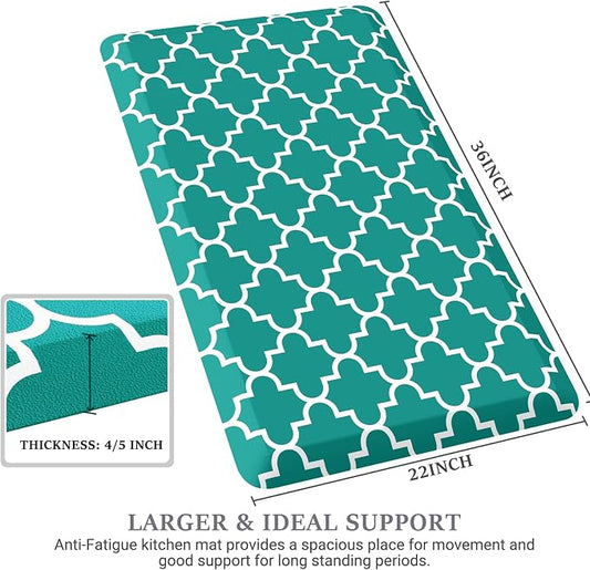 WISELIFE Anti Fatigue Floor Mat - 4/5 Inch Thick Kitchen Mat Non Slip Waterproof Heavy Duty Ergonomic Comfort Mat Durable for Home, Office, Sink, Laundry,(22" x 36", Green)
