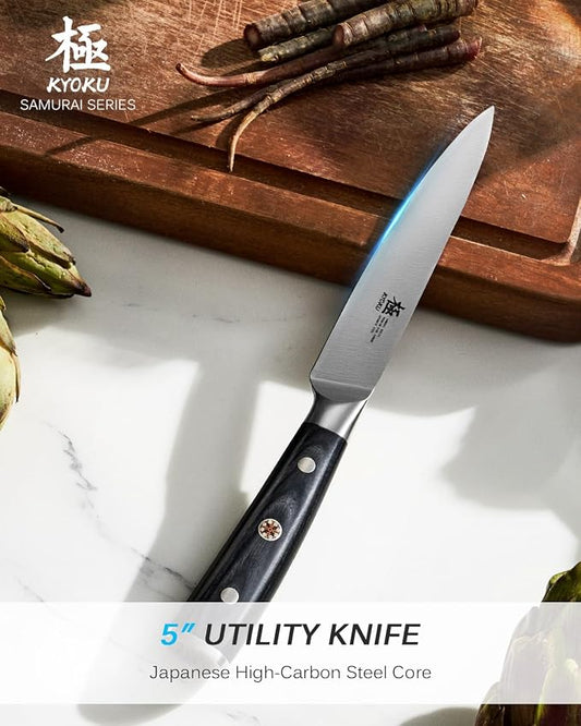 KYOKU Samurai Series Knife Japanese Style1 (Kitchen Utility Knife, 5")