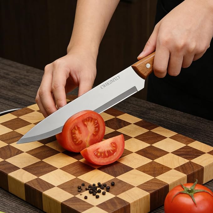 Premium Kitchen Chef's Knife - 8" (20.3cm) Ultra-Thin Kitchen Blade | High Chromium Steel Construction, Artisan-Made Triple Rivet Design | Ideal For Professional & Home Chefs, All-Purpose Food Prep
