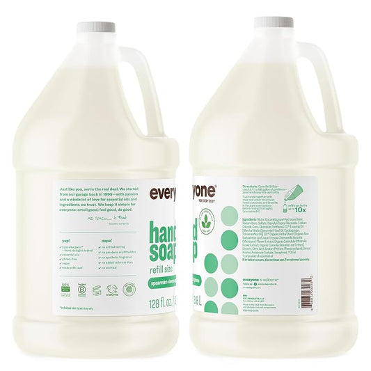 Everyone Liquid Hand Soap Refill, 1 Gallon, Spearmint and Lemongrass, made with Essential Oils for Kitchen and Bathroom