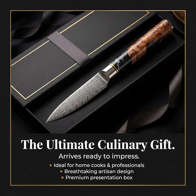 Tidal Black - 4" Paring Knife - Damascus