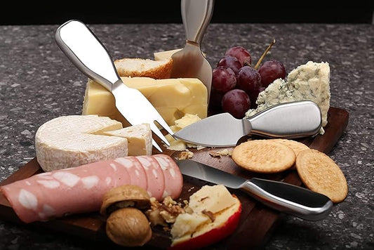 Premium Stainless Steel Cheese Tool Set - 4 Piece Cheese Knife Set - Cut, Spread All Your Favorite Cheeses