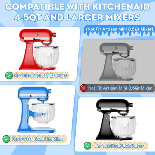 Ice Cream Maker Attachment for KitchenAid Stand Mixers, 2 Quart Ice Cream & Sorbet Gelato Maker Attachment - Fits 4.5QT and Larger KitchenAid Stand Mixers by GVODE