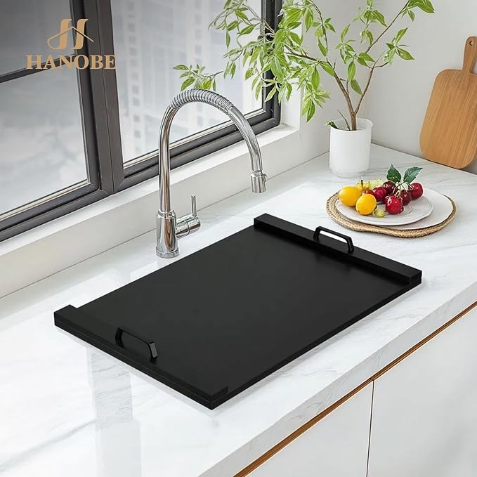 Hanobe Stove Noodle Board Cover: Black Gas Electric Cover Top Stovetop Wood for Home Kitchen Oven Large