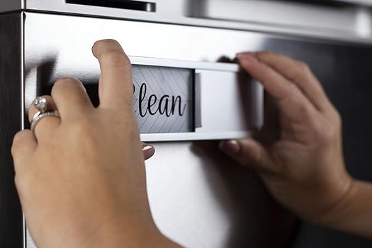 Dishwasher Magnet Clean Dirty Sign, Clean Dirty Magnet for Dishwasher, Rustic Farmhouse Kitchen Decor, Magnetic Dish Washer Sign Indicator, Sliding Rustic Dish Washer Signs, Black & White Parquet