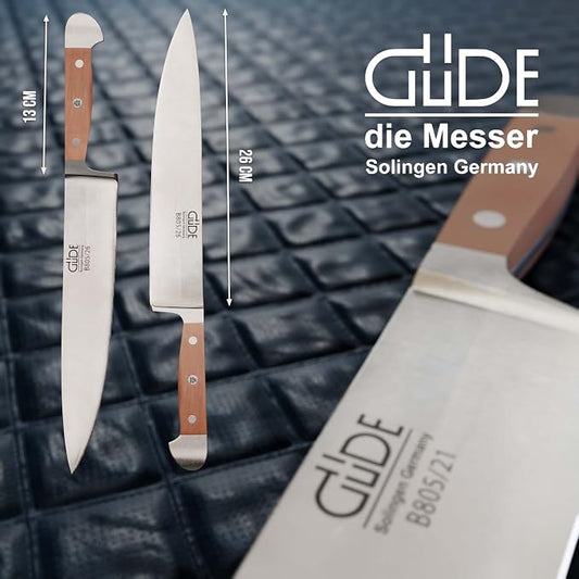 Gude Alpha Pear Series Hand Forged/Sharpened Chef's Knife, 10-in - Ice Hardened Steel - Made in Solingen, Germany Since 1910