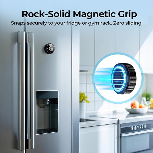 Digital Kitchen Timer, Large Display Magnetic Countdown Countup Timer, 3 Preset Times (5, 15, 25),Volume & Brightness Adjustable for Cooking Classroom Studying, Easy for Kids(Gunmetal 1PCS)