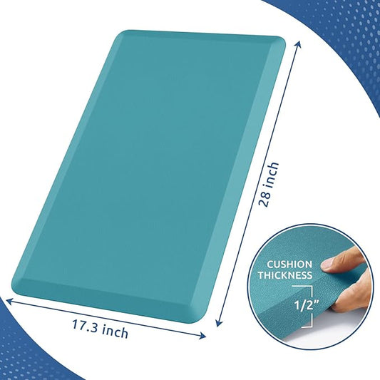 KitchenClouds Cushioned Anti Fatigue Rug 17.3"x28" Water Resistant Non Slip Standing Desk Mats Comfort Floor Mats for Kitchen, House Sink Office (Green)