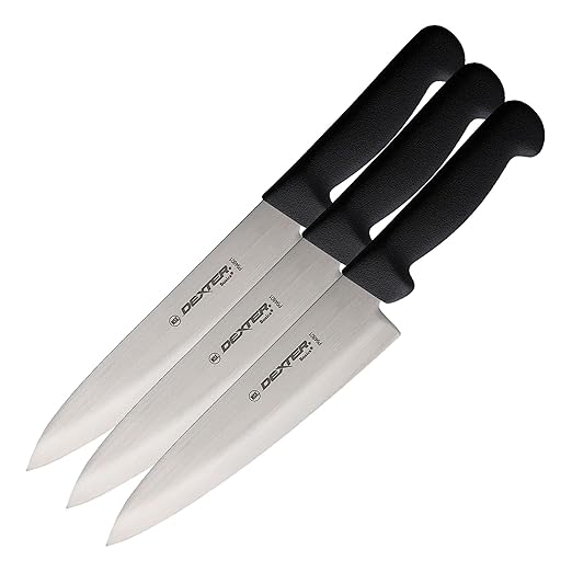 Dexter-Russell Basics P94801B 8" Cook's Knife with Black Polypropylene Handle (Pack of 3)