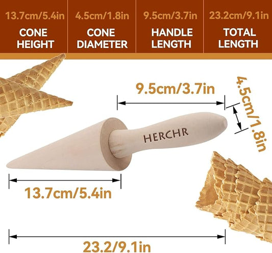 Wood Cone Roller Pizzelle Roller Krumkake Ice Cream Cone Roller Mold Natural Waffle Cone Roller Wooden Mini Waffle Cones Pastry Decorating Baking Pastry Tool Cone Mold Pizzelle Makers Pastry Roller