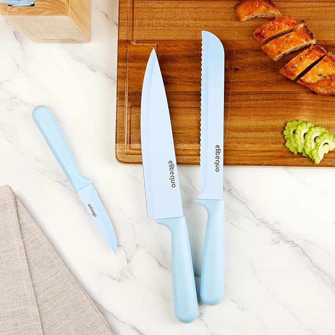8 Piece Kitchen Knife Block Set with Sharpener,Dishwasher Safe,German Stainless Steel Knife Block Set