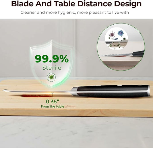 CoquusAid Paring Knife 3.75 Inch Fruit Knives, Small Kitchen Knife, Ultra Sharp German Stainless Steel Vegetable Knives, Damascus Pattern, Full Tang Handle Design, Elegant Black Ideal for Gift