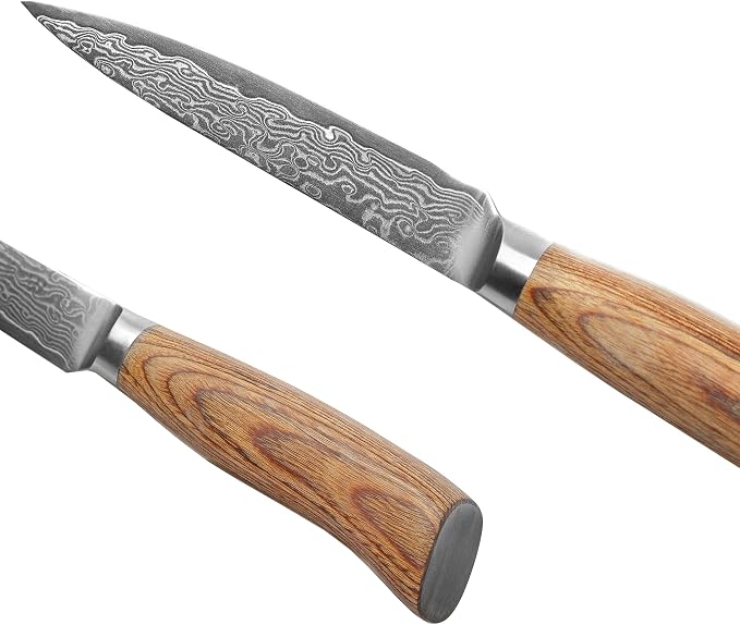 Wakoli EDIB Pro Damascus Universal Knife – Japanese Style Kitchen Knife | 4.7-Inch Genuine Damascus Steel Blade with VG10 Core | Ergonomic Pakkawood Handle | Professional Cooking Tool