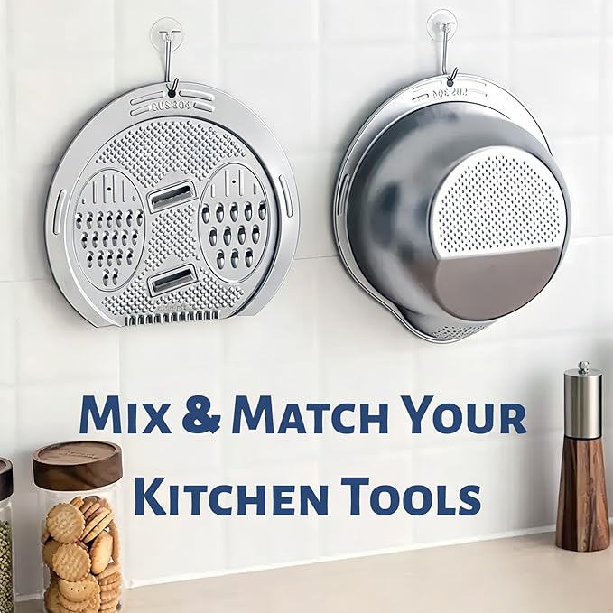DOPMEP Rice Washer Strainer Bowl, Stainless Steel Colander with Side Drainers - Ideal for Soaking, Washing, Cleaning, and Rinsing Rice, Fruits, Vegetables & Beans, Versatile Kitchen Tool