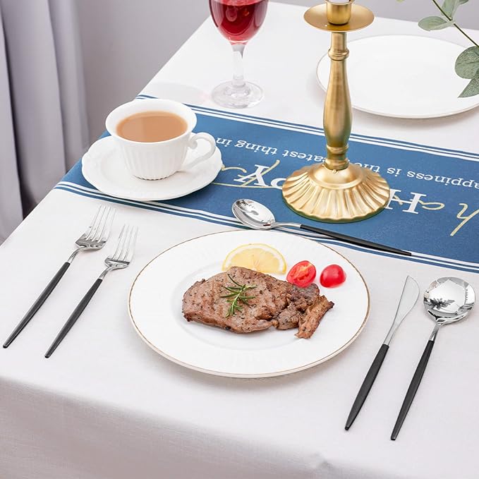 40 Piece Black Silver Silverware Set,Stainless Steel Flatware Cutlery Set Service for 8 Including Forks Spoons Knives,Utensil Set,Tableware for Home and Restaurant, Dishwasher Safe