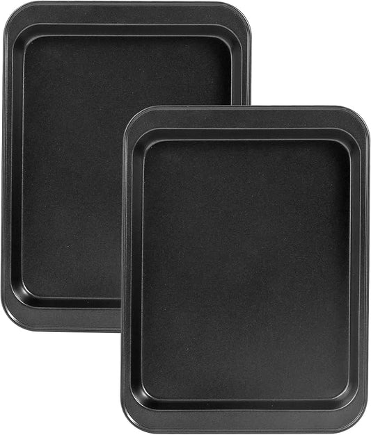Baking Sheets Toaster Oven Pans, Cookie Sheets for Baking Tray Non Stick, Broiler Quarter Half Sheet Pan, Jelly Roll Pan Cake Pan Set for Cooking, Walooza Rimmed Cookie Sheets for Baking Nonstick