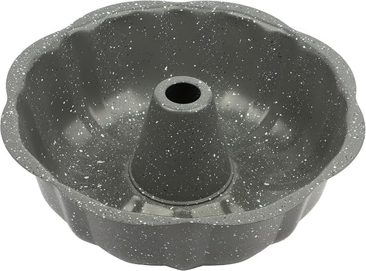 David Burke 9" Fluted Bake Pan – Carbon Steel Bundt Cake Pan – Gray Speckle