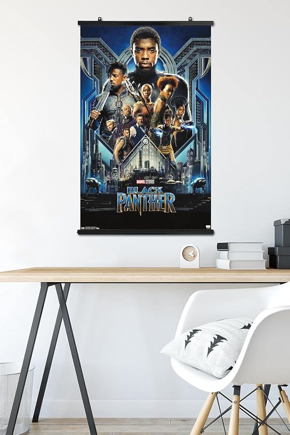 Trends International Marvel Cinematic Universe - Black Panther - Group One Sheet Wall Poster, 22.375" x 34", Premium Poster & Clip Bundle
