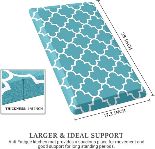WISELIFE Anti Fatigue Floor Mat - 4/5 Inch Kitchen Mat Non Slip Waterproof Heavy Duty Ergonomic Comfort Mat Durable for Home, Office, Sink, Laundry,(17.3" x 28", Green)