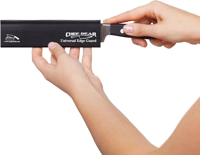 Ergo Chef 8 Pocket Roll Bag for Chef Knives, 1 Large Mesh Pocket for Kitchen Utensils (Blue) with 5pc (Black) Knife Edge Guards & Shoulder Strap