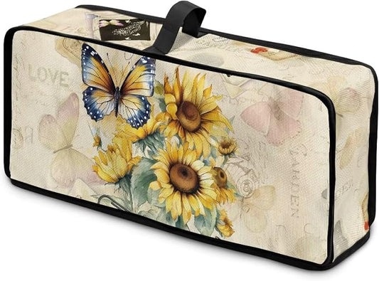 Toaster Cover 2 Slice Sunflower Butterfly Water-Resistant Folding 2 Slice Slim Toaster Cover, Heat-Resistant Dustproof Protective Covers for Small Appliance, Beige