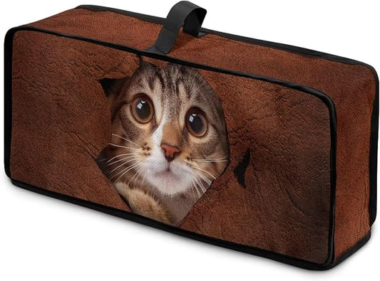 Cat Toaster Cover 2 Slice Brown Fabric Toaster Cover 2 Slice Long Slot, Easy to Fold and Store, Heat-Resistant Protective Dust Covers for Kitchen Appliances