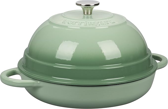 VORRINGARD Cast Iron Enameled Dutch Oven Pot with Lid for Bread Baking, Bread Oven, 6 Quart, Green