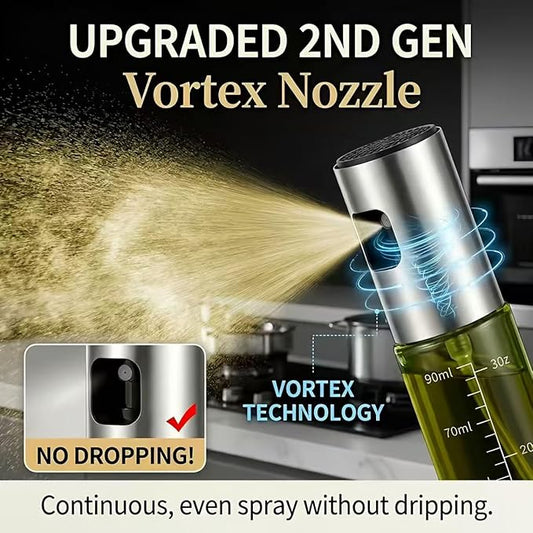 Oil Sprayer for Cooking - Olive & Avocado Oil Spray Bottle, 100ml Food Grade Glass Mister with Adjustable Nozzle for Kitchen Gadgets, Air Fryer, Salad, Frying, BBQ (1PCS)