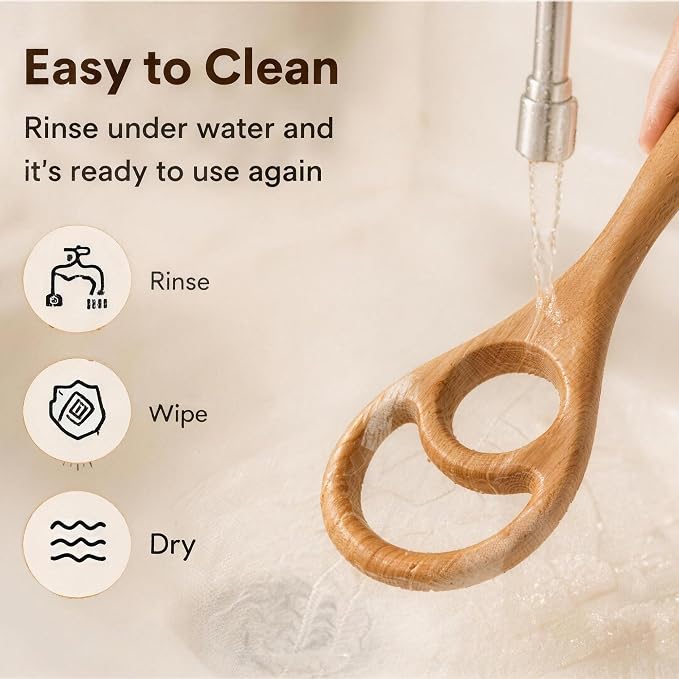 Wooden Danish Dough Whisk Set, 12.6” Seamless Dough Whisk for Sourdough Bread, Wood Mixing Tools for Non-Stick Cookware, Dutch French Whisks for Cooking, Mixing Batter, Crème, Sauce & Egg