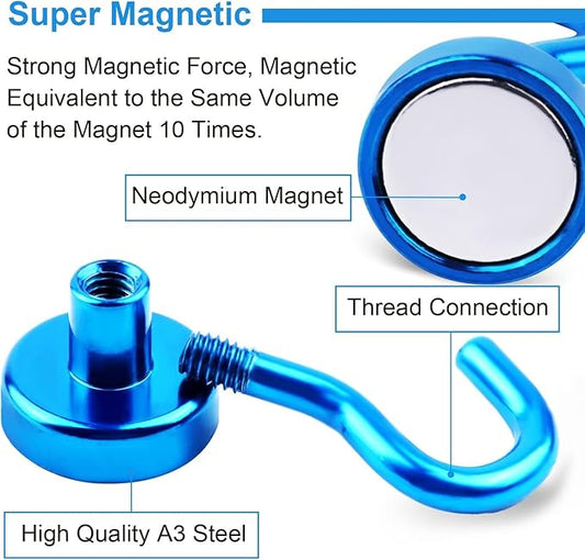 DIYMAG Magnetic Hooks, 30Lbs Strong Heavy Duty Cruise Magnet S-Hooks for Classroom, Fridge, Hanging, Cabins, Grill, Kitchen, Garage, Workplace and Office Etc, (20 Pack-Blue)