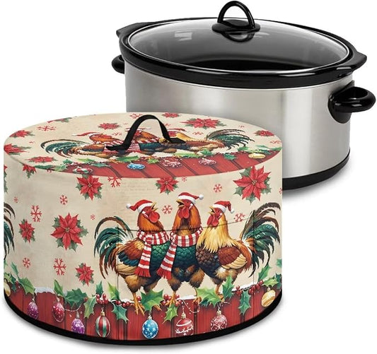 Christmas Slow Cooker Dust Cover with Pocket 6-8 qt Crock for Pot Keep Small Kitchen Appliance Clean Kitchen Home Accessories Decor Cover