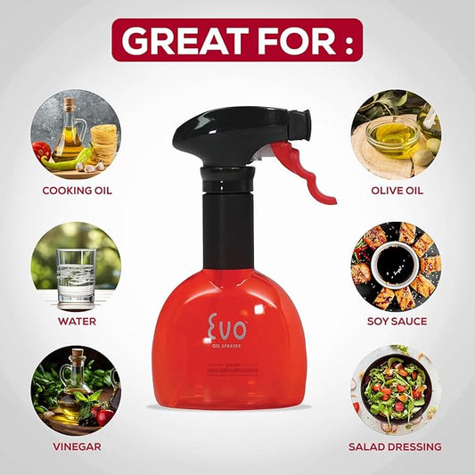 Evo Oil Sprayer Minis, Non-Aerosol for Olive, Cooking Oils, and Vinegars, Red, 8-Ounce Capacity, Set of 2